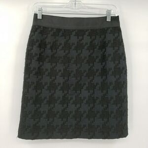 ANN Taylor Loft Texture Houndstooth Black Pencil Skirt